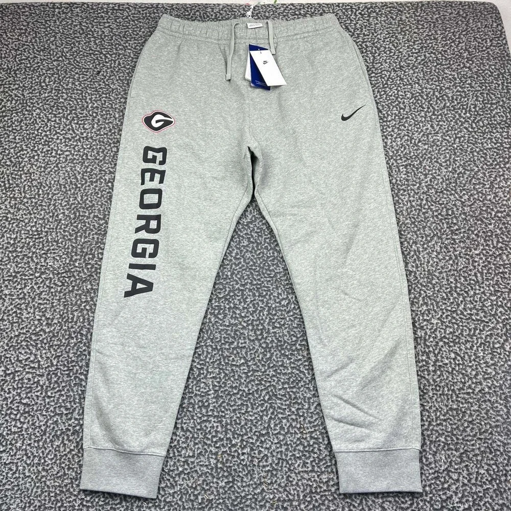 Nike Georgia Bulldogs Jogger Men Large Grey Fleece Sweatpants New L